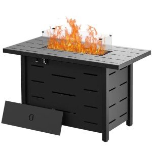 Walsunny 43" Propane Fire Pit Table with Lid