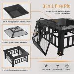 32-Inch Flamaker Outdoor Square Fire Pit with Cover