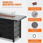 Walsunny 43" Propane Fire Pit Table with Lid