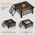 32-Inch Flamaker Outdoor Square Fire Pit with Cover