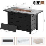 Walsunny 43" Propane Fire Pit Table with Lid