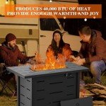Walsunny 43" Propane Fire Pit Table with Lid