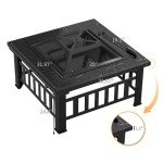 32-Inch Flamaker Outdoor Square Fire Pit with Cover