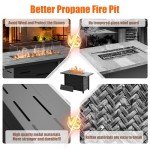 Walsunny 43" Propane Fire Pit Table with Lid