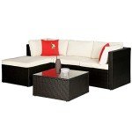 5-Piece Rattan Outdoor Sofa Set with Pillows