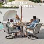 5-Piece Outdoor Patio Dining Set with Umbrella Hole