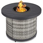 32" Round Outdoor Gas Fire Pit Table - Gray