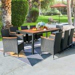 Flamaker 9-Piece Outdoor Acacia Dining Set