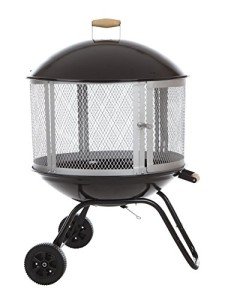 Rolling Patio Fire Pit with Wheels and Handle
