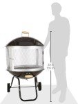 Rolling Patio Fire Pit with Wheels and Handle
