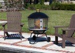 Rolling Patio Fire Pit with Wheels and Handle