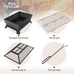 PHI VILLA Rectangular Outdoor Wood Burning Fire Pit