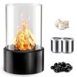 10" Round Tabletop Fire Pit with Glass Rocks