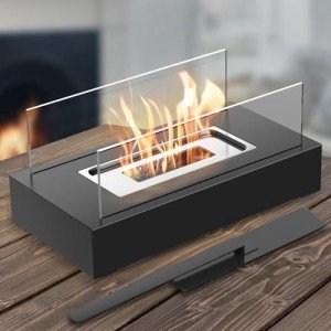 Elegant Black Tabletop Fire Pit for Indoors & Outdoors