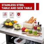 Outdoor Grill Table with Foldable Side Tables