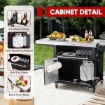 Outdoor Grill Table with Foldable Side Tables