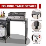 Outdoor Grill Table with Foldable Side Tables