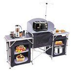 Folding Camping Kitchen Table with Organizers and Bag