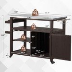 Rolling Outdoor Grill Table with Storage Cabinet