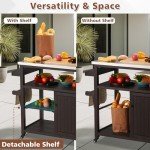 Rolling Outdoor Grill Table with Storage Cabinet