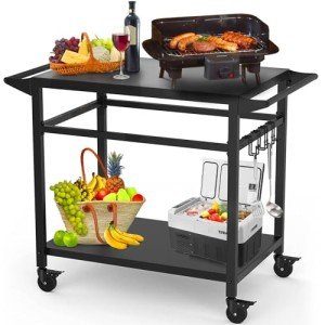 RAXSINYER Movable Outdoor Grill Cart and Prep Table