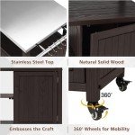Rolling Outdoor Grill Table with Storage Cabinet