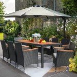 Flamaker 9-Piece Outdoor Acacia Dining Set