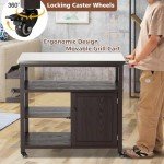 Rolling Outdoor Grill Table with Storage Cabinet