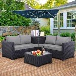 4-Piece Black Wicker Patio Furniture Set