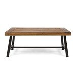 Acacia Wood Coffee Table with Rustic Metal Accents