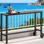 YITAHOME 55" Black Outdoor Bar Table