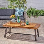 Acacia Wood Coffee Table with Rustic Metal Accents