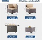 Kullavik 8-Piece Outdoor Patio Furniture Set with Fire Pit