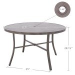 5-Piece Outdoor Patio Dining Set with Umbrella Hole