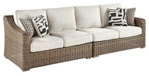 Beachcroft Outdoor Wicker Patio Loveseats, Brown/Beige