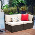 Beige Outdoor Sectional Patio Sofa Set - 2 PCS