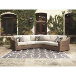 Beachcroft Outdoor Wicker Patio Loveseats, Brown/Beige