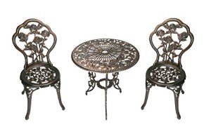Rose Bistro Set with 23.5-Inch Aluminum Table