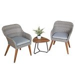 3-Piece Gray Wicker Outdoor Bistro Set