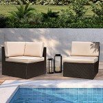 Beige Outdoor Sectional Patio Sofa Set - 2 PCS
