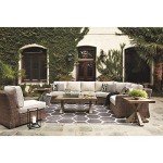 Beachcroft Outdoor Wicker Patio Loveseats, Brown/Beige