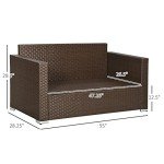 Outsunny Wicker Loveseat Sofa with Cushions