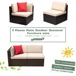 Beige Outdoor Sectional Patio Sofa Set - 2 PCS