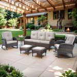 Belord Outdoor Wicker Sofa with Removable Cushions