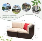Beige Outdoor Sectional Patio Sofa Set - 2 PCS
