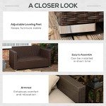 Outsunny Wicker Loveseat Sofa with Cushions