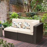 Beige Outdoor Sectional Patio Sofa Set - 2 PCS