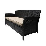 Auguste Outdoor Wicker 3-Seat Sofa - Brown/Tan