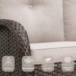 Belord Outdoor Wicker Sofa with Removable Cushions