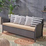 Auguste Outdoor Wicker 3-Seat Sofa - Brown/Tan